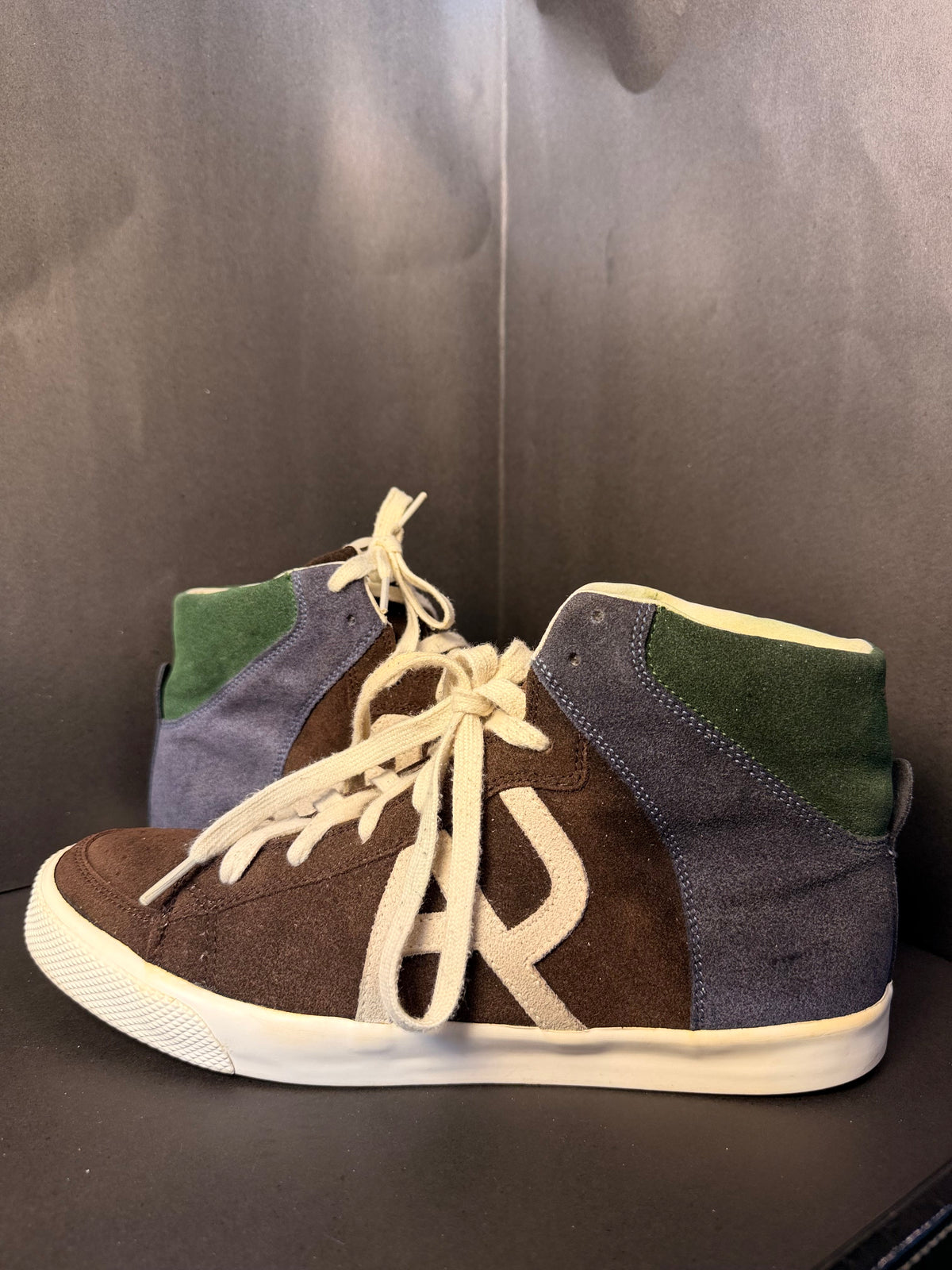 Brown Grey and Green Suede High-Top Sneaker(Armani Jeans)