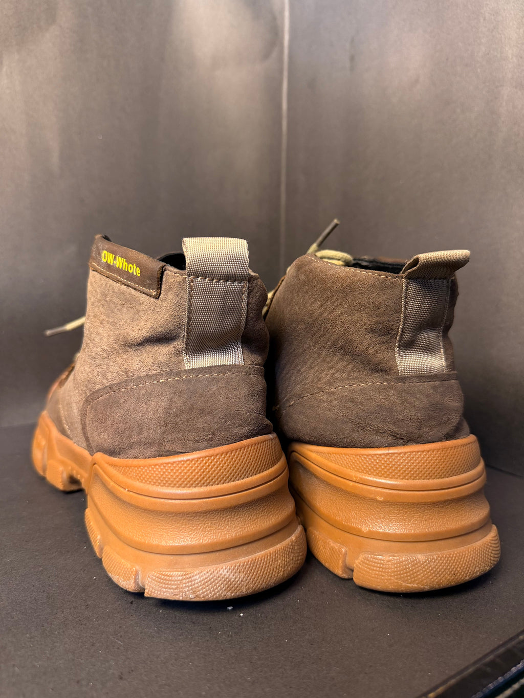 Brown Chunky High-Top Utility Boot(OW-Whote)
