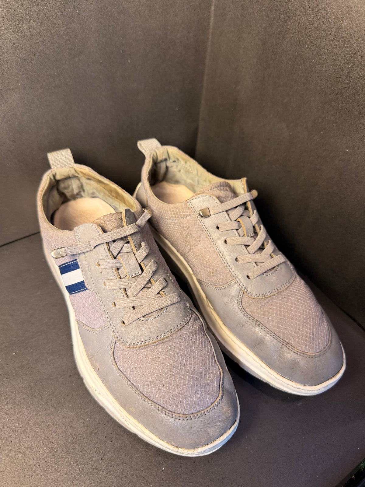 Grey and Navy Casual Low-Top Sneaker
