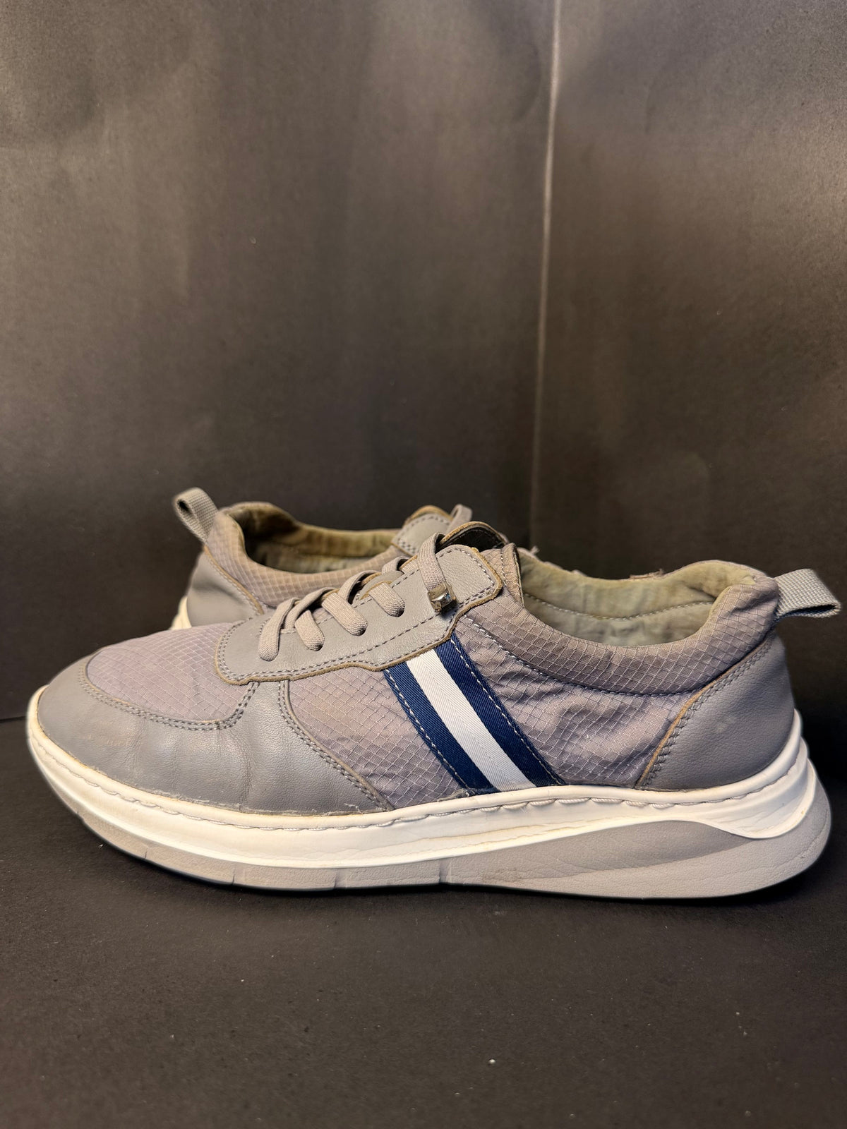 Grey and Navy Casual Low-Top Sneaker