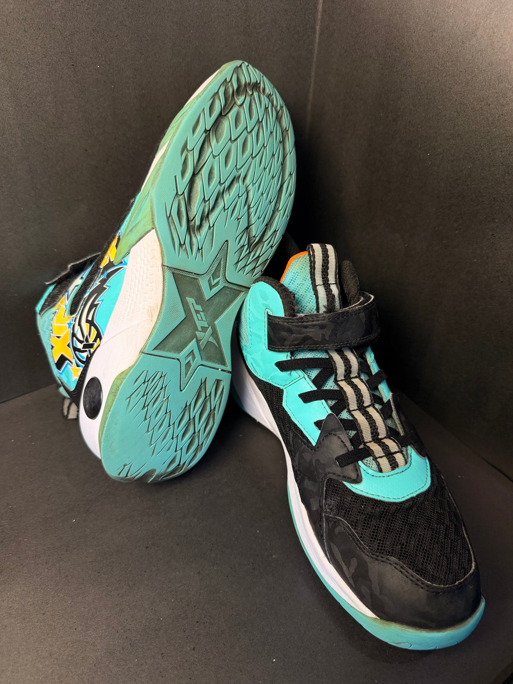 Turquoise and Black Strap Basketball Shoe(Nike Kyrie 2 Style)