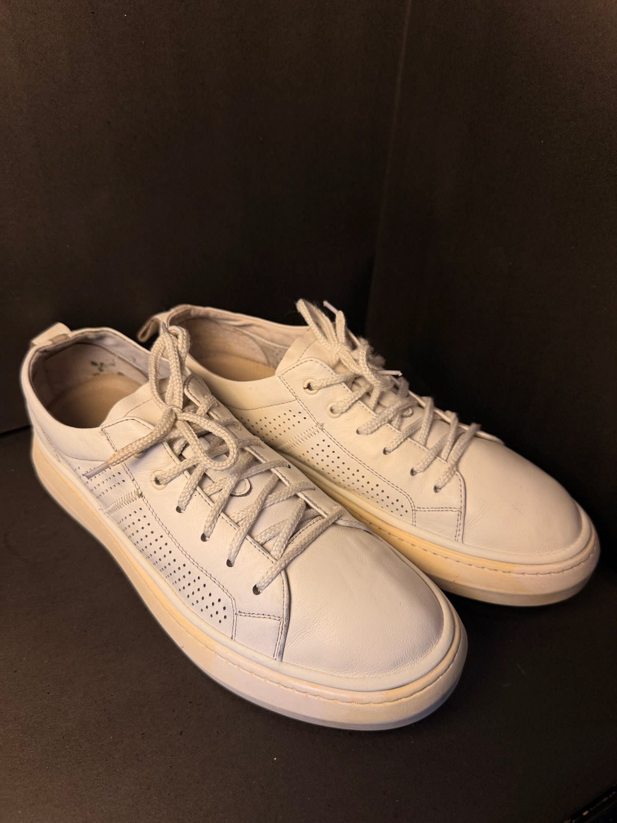 White Perforated Leather Casual Sneaker