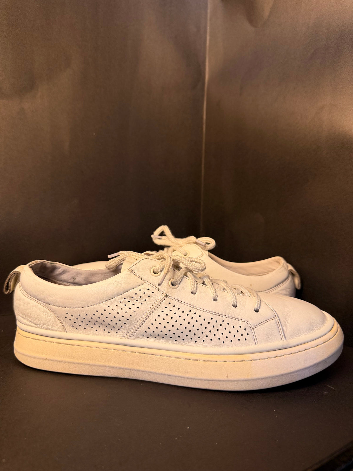 White Perforated Leather Casual Sneaker