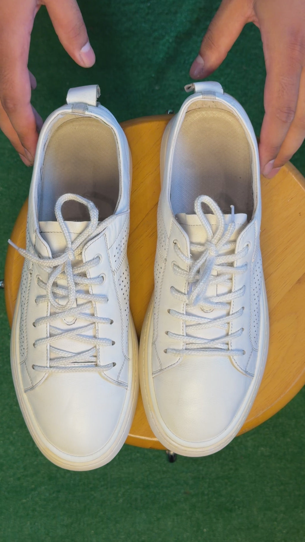 White Perforated Leather Casual Sneaker