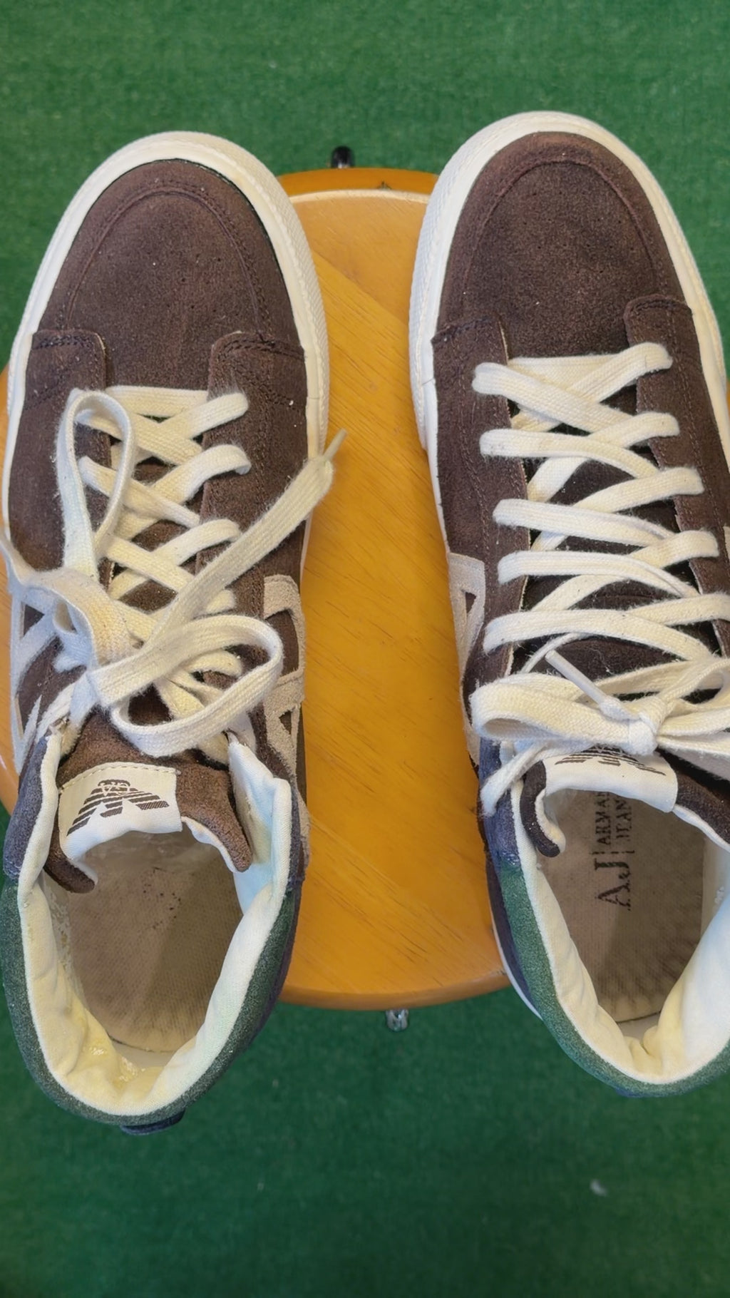 Brown Grey and Green Suede High-Top Sneaker(Armani Jeans)