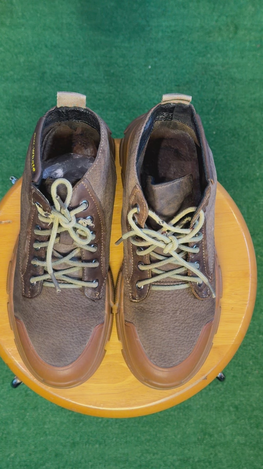 Brown Chunky High-Top Utility Boot(OW-Whote)